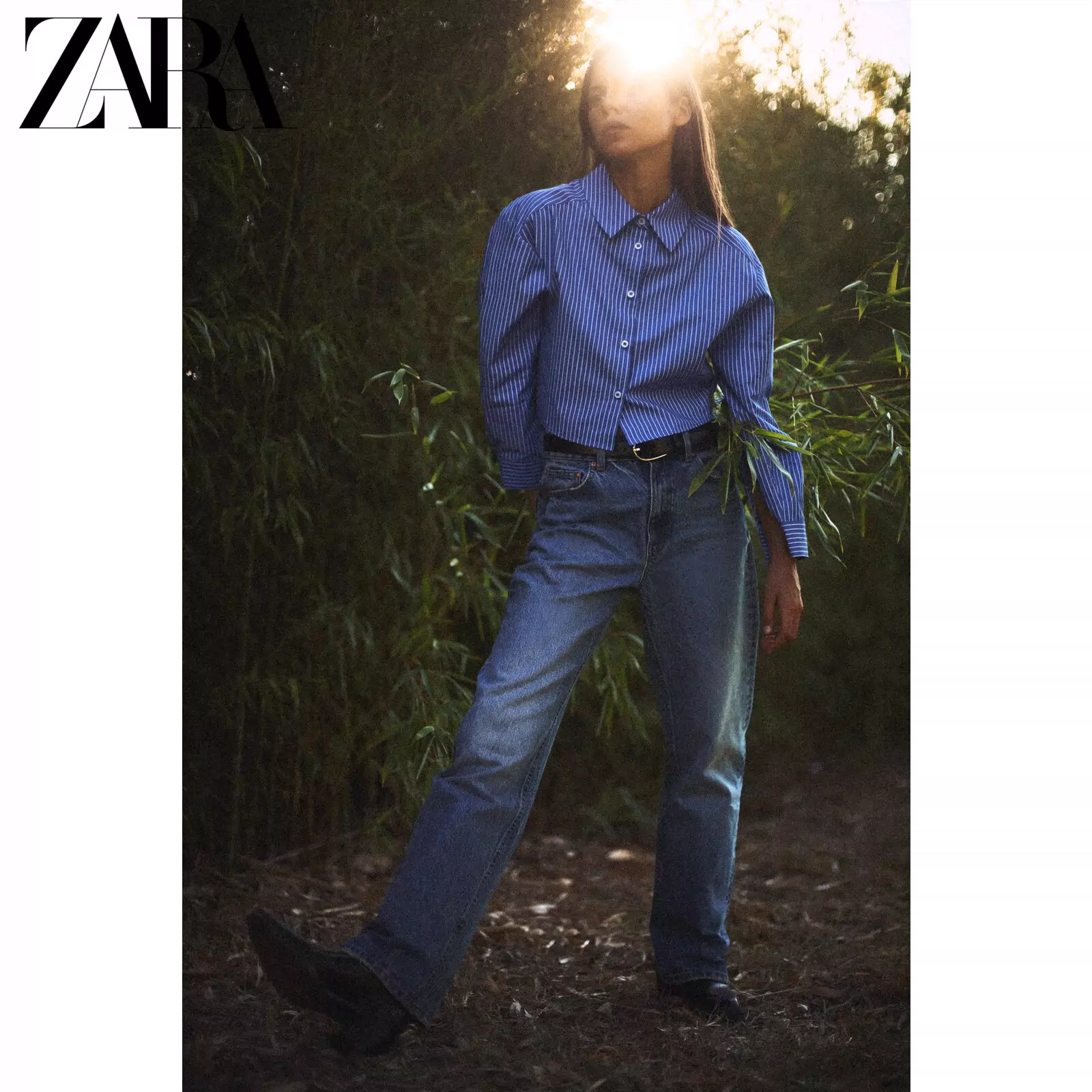 ZARA2023秋季新品女装Z1975 高腰宽腿长款牛仔裤6164193 407-Taobao