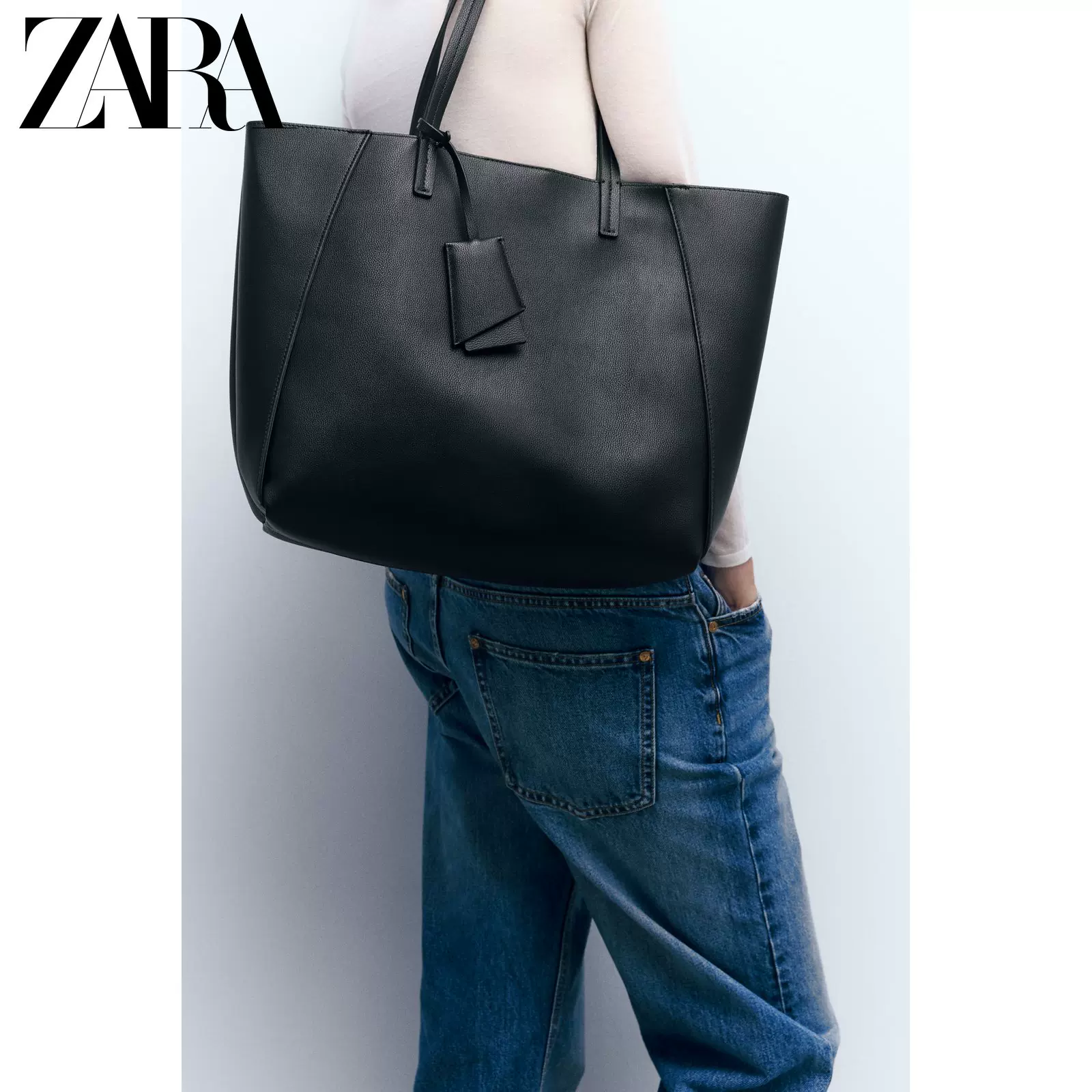 ZARA秋季新品女包黑色多隔层大容量购物包托特包6009210 800-Taobao