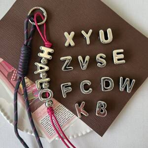 
Silver letter beads acrylic letters 5mm large hole beads bag pendant diy jewelry accessories letter beads