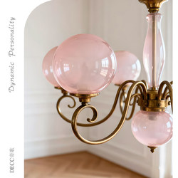 French Retro Wrought Iron Glass Living Room Lamp Main Light American Mid-Century Light Luxury Dining Room Chandelier Bedroom Room Lighting Fixtures