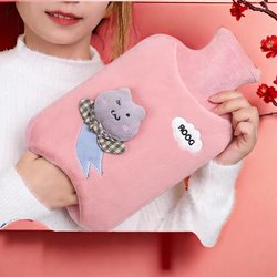 Thickened Explosion-Proof Water-Filled Hot Water Bottle, Warm Water Bag for Female Students, Warms the Belly, Warms the Feet, Warms the Bed, Cute Plush Hand Warmer