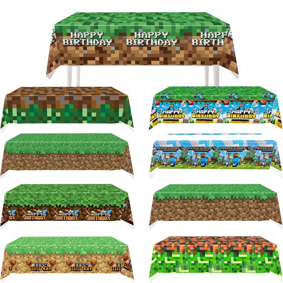 
Minecraft game theme party MC peripheral birthday decoration supplies disposable pe tablecloth waterproof and oil-proof