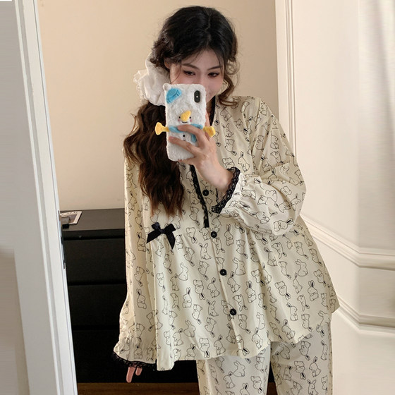 
Confinement clothing with breast pads spring and summer thin type a pure cotton cotton sweat-absorbent May postpartum maternity pajamas maternal breastfeeding