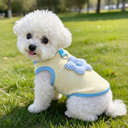 Dog Clothes for Spring and Autumn, Cute Floral Vest, Breathable for Outdoor Use, with Leash Attachment, Suitable for Teddy, Bichon, Devon Rex Cats, Summer Vest