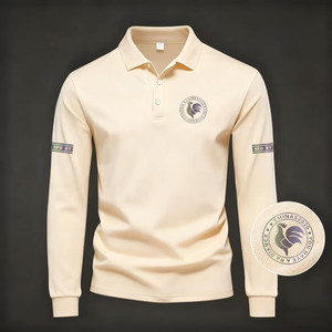 
Fashion Lapel Long Sleeve T-Shirt Men's 2026 Autumn New Advanced Print Trendy Casual Versatile POLO Shirt Bottoming