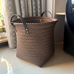 Light Luxury American-Style Faux Rattan Woven Household Dirty Clothes Storage Basket, Snack and Toy Bin, Trendy Woven Basket, Dirty Clothes Hamper