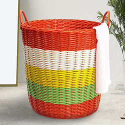 Light Luxury Dirty Clothes Basket, Clothes Storage Bin, Toy Bucket, Large Capacity, Bathroom Household Faux Rattan Laundry Basket, Trendy Style
