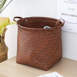 American-Style Dirty Clothes Basket, Rattan Woven Dirty Clothes Hamper, Household Dirty Clothes Storage Basket, Bathroom Clothes Storage Basket, Bedroom Dirty Clothes Basket