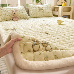 Solid Color Milk Velvet Mattress Pad Soft Cushion for Home Use Coral Flannel Mattress Pad Quilt Winter Dormitory Student Single Bed