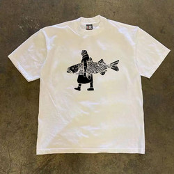Overseas Order Surplus ~ High-End Boutique Withdraws Export Heavy Cotton Niche Print Summer Short-Sleeve T-Shirts for Men and Women