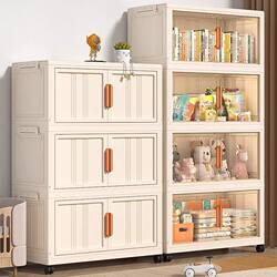 Thickened Foldable Storage Cabinet for Living Room Snacks and Toys, Mobile Storage Cabinet for Bedroom Clothes, Moisture-Proof Storage Cabinet