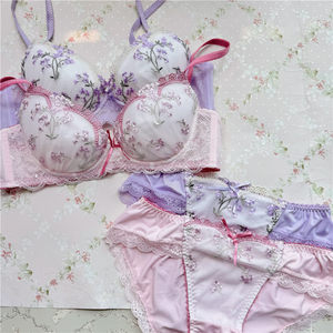 
R family Japanese girls underwear low chicken heart disc 2-type gathering lace women's bra embroidery 520