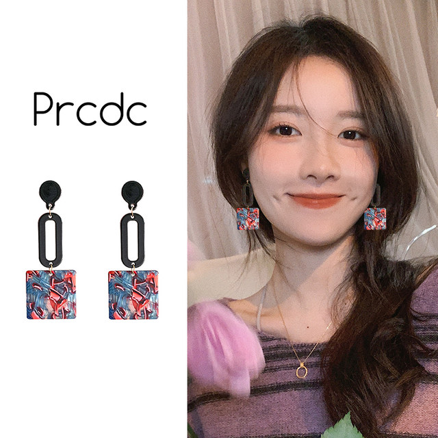ANXIN Punk Acrylic Heart Flame Earrings - Unique Red Exaggerated Hoop Earrings For Women, Hip Hop Style - View #5