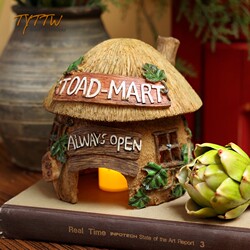 Cute Fairy Tale Style Mushroom Thatched House Decoration Garden Hand-Painted Ornaments Art Candlestick Creative Resin Home Gift