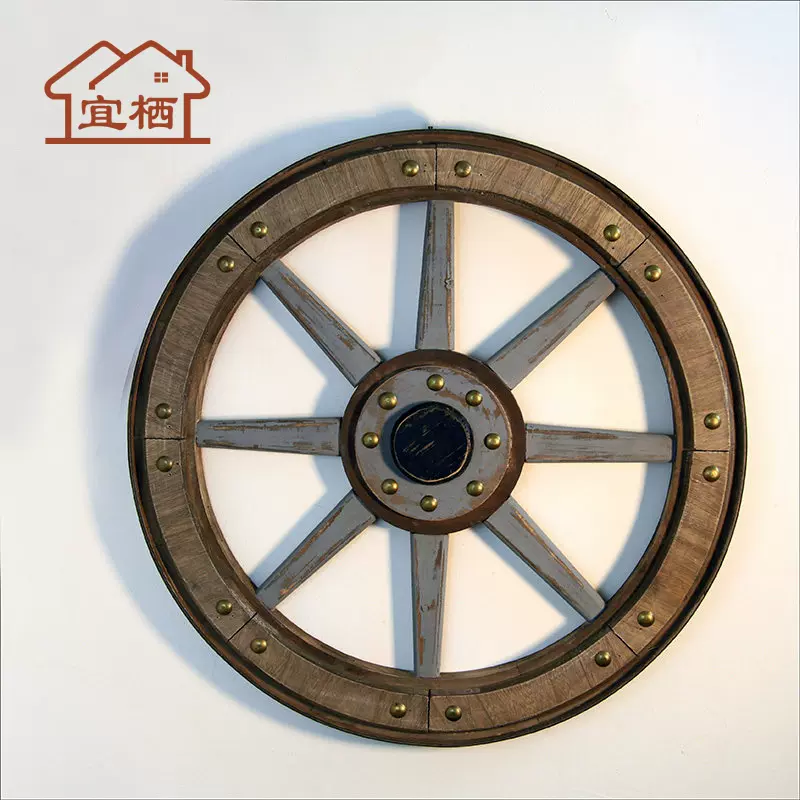 古代馬車做舊木輪裝飾輪子仿舊處理輪舵車輪個性酒店裝飾輪胎- Taobao
