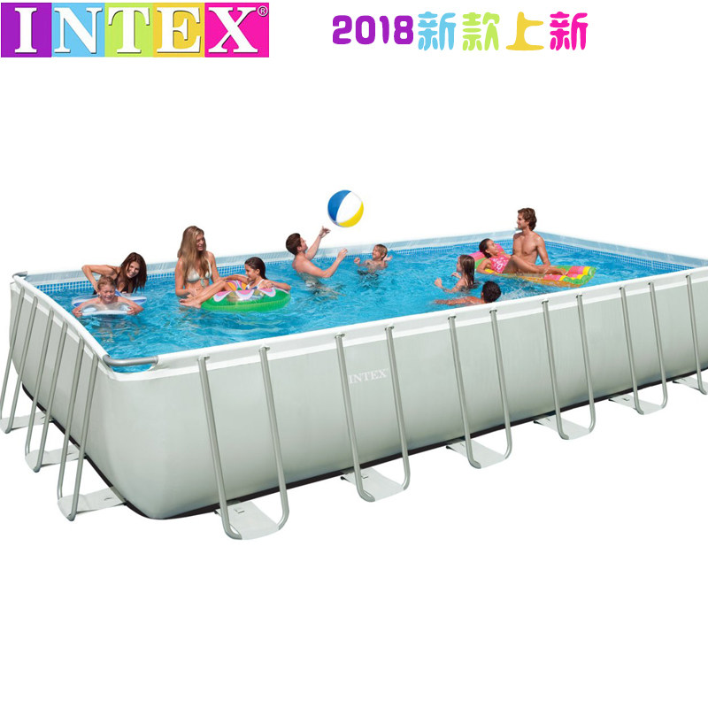 Intex Family Rectangular Pool Intex 28352 Rectangular Family Pool - Gray