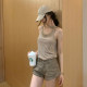 GYOKUU Oats/Khaki 2 colors Low waist wash ultra short basic denim shorts