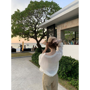 
GYOKUU [universal blouse] 2026ss white long-sleeved thin breathable pullover wool sweater