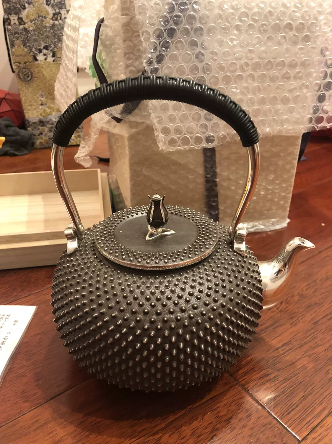 鉄瓶 湯沸 茶道具 茶器 煎茶道具 在銘 銅蓋 重さ約 1625g 中古 現状