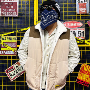 
Nuclear explosion in winter warm double-sided two-sided stand collar casual rice-coffee color-blocked lamb velvet sleeveless vest cotton vest men