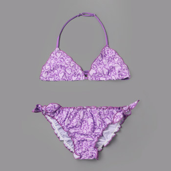 
Fashionable purple leopard print girl bikini