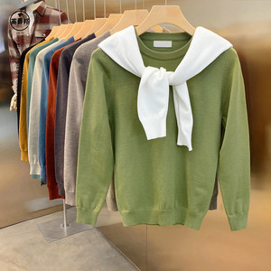 Sweater men's round collar solid color inner bottom shirt thick model autumn and winter warming business casual sweater sweater men