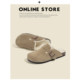 
Buer Shoes House Genuine Leather Birken Shoes Women's Fall and Winter Thick Sole Cork Boken Plus Fleece Warm Cotton Shoes