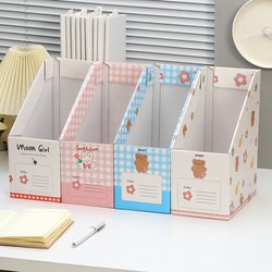 Bookend Folder Desktop Storage Box Home Desk Cute Office Supplies Books Paper Bookshelf