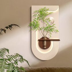 Hydroponic Green Plant Entrance Decoration Painting, Cream-Style Corridor Hanging Painting Facing the Front Door, Lighting Painting for Creating a Scene at the End of the Hallway