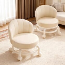 Shoe-Changing Stool for Home Entrance, Durable Low Stool with Swivel Wheels, Small Stool for Living Room, Coffee Table Stool, Chair with Backrest