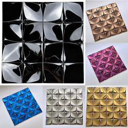 Black Mirror Metal Mosaic Wall Stickers for Living Room Bar Counter Background Wall Three-Dimensional Self-Adhesive Stainless Steel Tiles