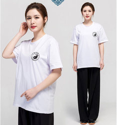 Chen Jiayou Tai Chi Suit Pure Cotton Cultural Shirt Xia J Men's and Women's Tai Chi Short-Sleeved T-Shirt Chinese Style Martial Arts Round Neck Top