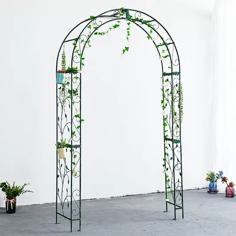做旧复古铁艺拱门花架植物爬藤架铁线莲花支架户外庭院花园装饰 Taobao