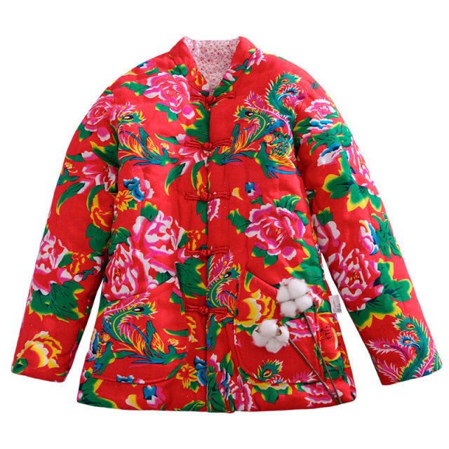 Northeastern large-print cotton-padded jacket, cotton handmade floral ...