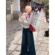 French sweet bow polka dot long-sleeved shirt for women in summer design niche loose doll shirt off-shoulder top
