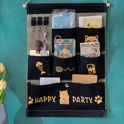 Lucky Cat Storage Hanging Bag Fabric Wall-Mounted Wardrobe Storage Bag for Entryway, Dormitory, Bedside Storage Organizer