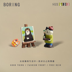 A Carefully Crafted Painter Cat, a Creative and Cute Little Ornament, a Healing Gift, a Stress-Relief Desktop Mini Accessory