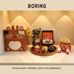 2026 Vintage Style Cat Solid Wood Storage Box Entryway Key Storage Decorative Ornament Living Room Shelf Display