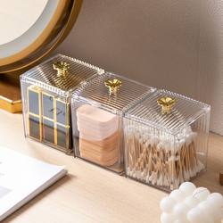 Cotton Swab and Makeup Cotton Storage Box Desktop Dressing Table Dust-Proof Transparent Makeup Remover Cotton Lipstick Cosmetics Box Acrylic