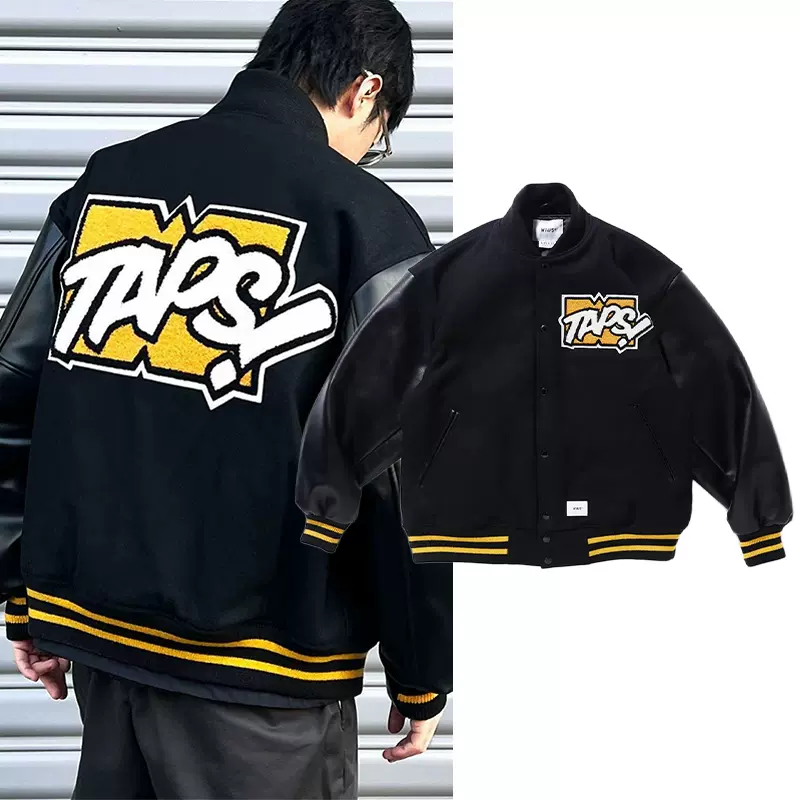 现货WTAPS VARSITY MELTON TOON元旦限定夹克棒球服皮衣棉服外套-Taobao