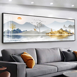 Living Room Decorative Painting, Sofa Background Wall Painting, Mural, New Chinese Style Hanging Painting, Crystal Porcelain Office Hanging Painting, Wall Landscape Painting