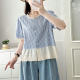 Lace spliced ​​short-sleeved plaid shirt for women 2025 summer new fashionable and versatile shirt for small fragrance style age-reducing top