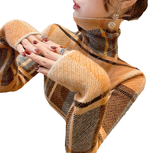 
Plaid Turtleneck Sweater Women's Bottoming Shirt Fashionable and Fashionable 2025 New Autumn and Winter Hot Tops