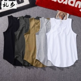 Хлопковый длинный цветной летний жилет, футболка без рукавов, эффект подтяжки, свободный крой, средней длины, европейский стиль