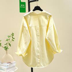 Summer Thin High-Quality Pure Cotton Shirt for Women with a Stylish Design, Back Slit, Fashionable Casual Loose Shirt for Women to Wear Outside