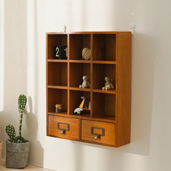 Zakka Wooden Drawer-Type Desktop Miscellaneous Small Items Storage Box Storage Cabinet Wooden Solid Wood Office Wooden Box