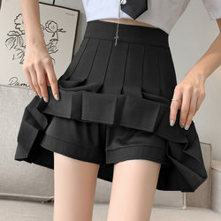 Black Pleated Skirt for Women 2026 New Summer High-Waisted A-Line Skirt Autumn Slimming Gray Short Skirt Petite Half Skirt