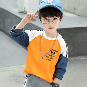 
Boys' long-sleeved T-shirt children's bottoming shirt 2026 spring new style medium and large children's loose Korean style splicing top