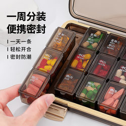 Pill Box Portable Seven-Day-A-Week Morning, Noon and Evening Medicine Dispensing Box 7-Day Large-Capacity Medicine Dispenser Medicine Reminder Box