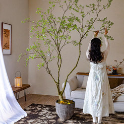 Large Simulated Green Plant Azalea Tree, Artificial Plant for Living Room, Indoor Light Luxury High-End Floor-Standing Bonsai Decoration Ornament